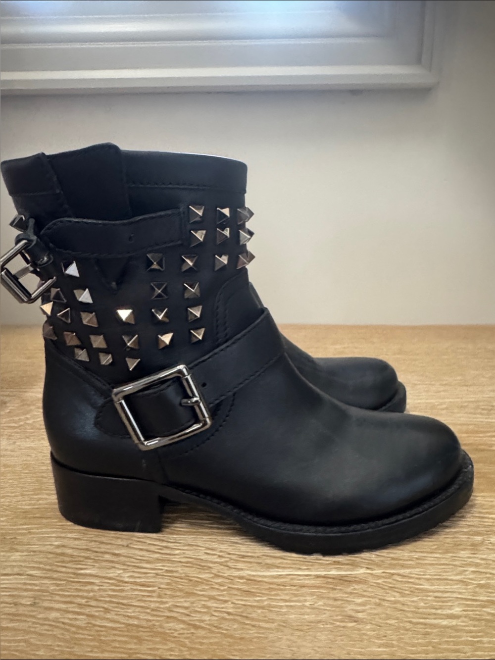 Valentino Garavani Black Studded Leather Ankle Boots